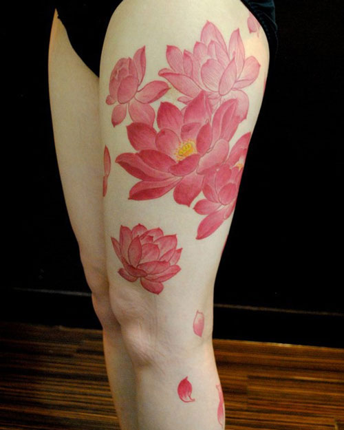 Cool Pink Lotus Flower Tattoos For Women