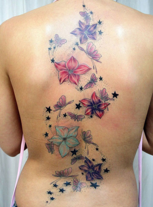 Beautiful Flower Back Tattoos