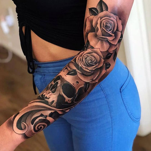 Cool Black and White Flower Tattoos