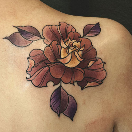 Shoulder Blade Flower Tattoo