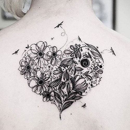 Heart Flower Tattoo Designs