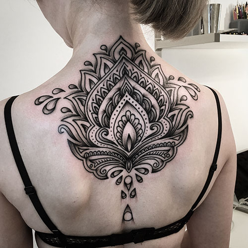 Black and White Lotus Flower Tattoo Designs
