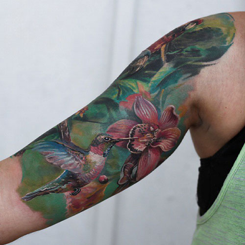 Bird and Flower Tattoo Designs