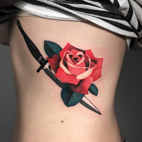 Cute Red Flower Tattoo Designs