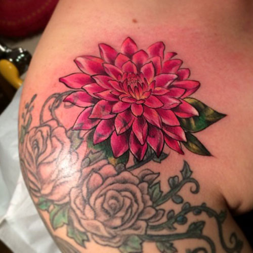 Vivid Pink Flower Tattoo Designs