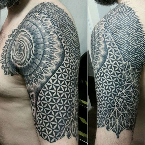 Black and Grey Half Sleeve Tattoos For Men