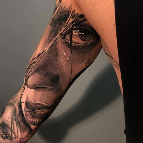Inside Upper Arm Half Sleeve Tattoo