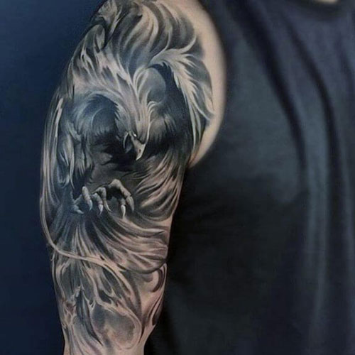 Cool Phoenix Half Sleeve Tattoo