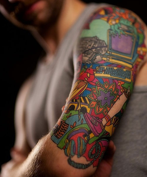 Colorful Half Sleeve Tattoos