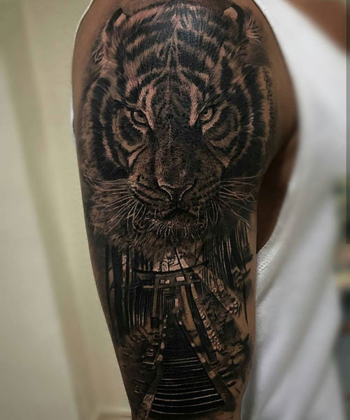 Tiger Half Sleeve Tattoo Ideas For Guys