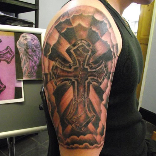 Cool Cross Half Sleeve Tattoo Designs