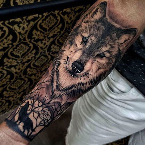 Cool Wolf Half Sleeve Tattoo