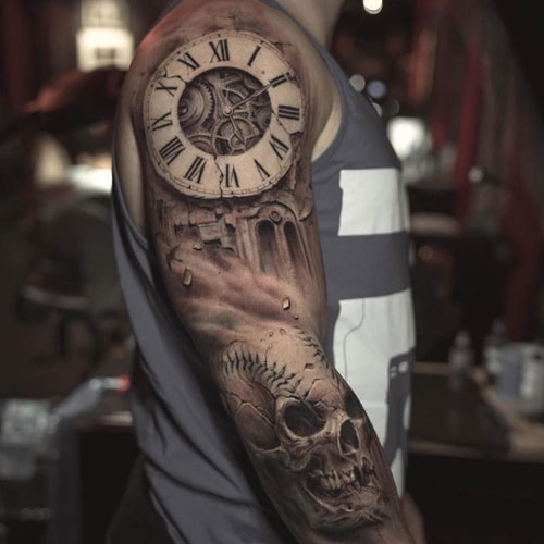 Cool Clock Half Sleeve Tattoo