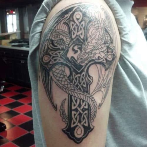 Me's Half Sleeve Tattoos - Celtic Cross