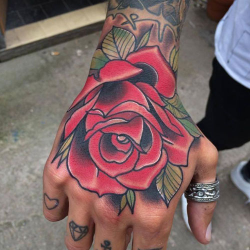 Cool Flower Hand Tattoos For Men
