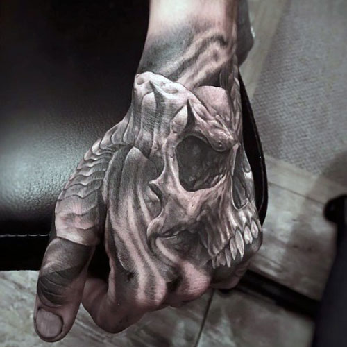 Awesome Back of Hand Skull Tattoos