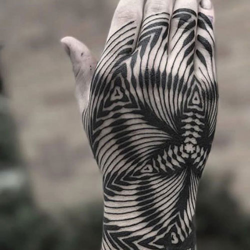 Black and White Hand Tattoo