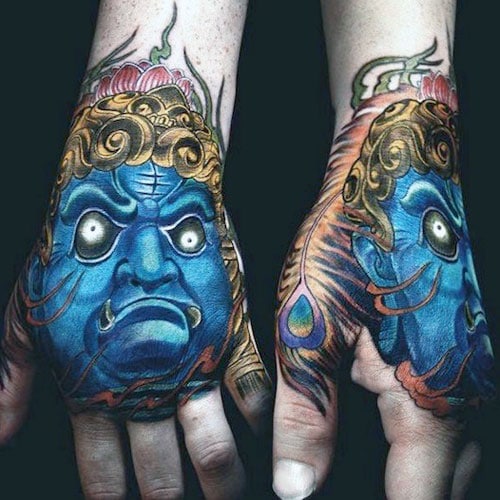 Cool Hand Tattoo Ideas - Blue