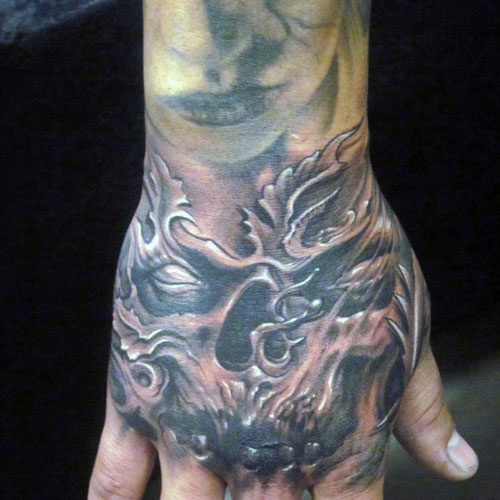 Hand Tattoos For Men - Scary Skull