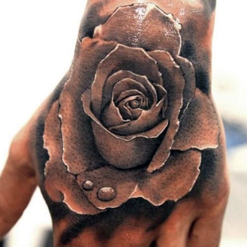 Men's Rose Tattoo on Hand
