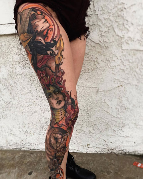 Big Thigh Tattoos For Girls