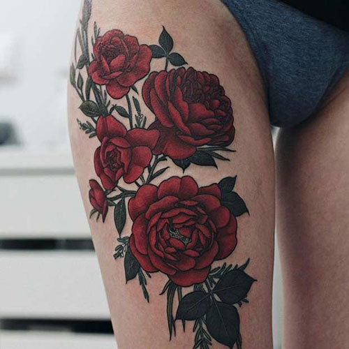 Rose Thigh Tattoo