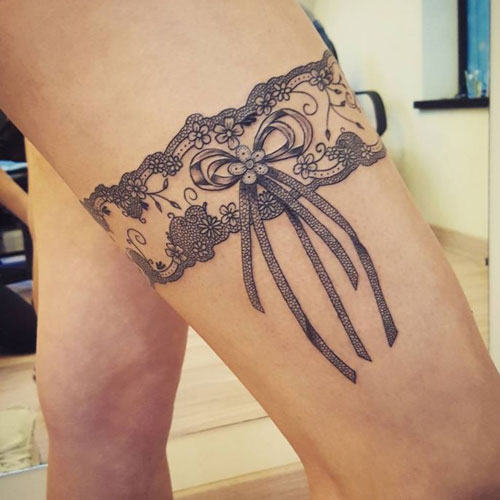 Cute Lace Thigh Tattoo