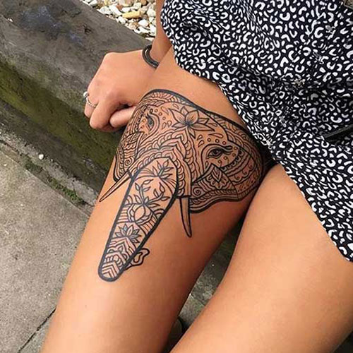 Upper Thigh Tattoos For Women