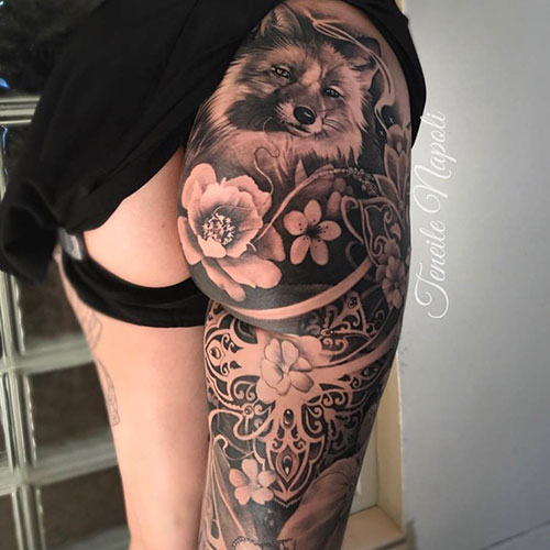 Back of Thigh Tattoo For Women