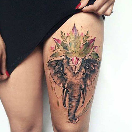 Cool Thigh Tattoos For Women