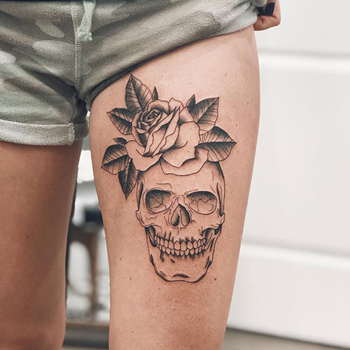 Easy Thigh Skull Tattoos