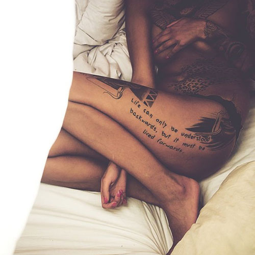 Thigh Quote Tattoo Ideas For Women