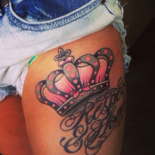 Baby Girl Crown Thigh Tattoo