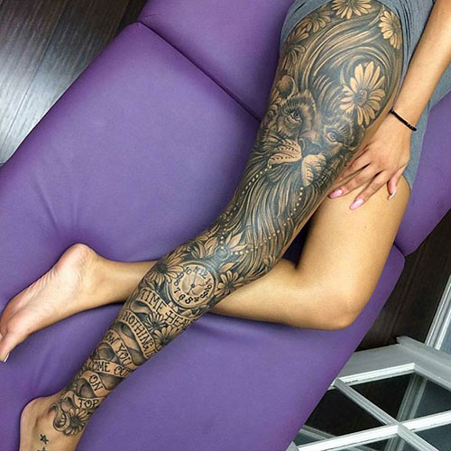 Full Leg Sleeve Tattoo For Girls