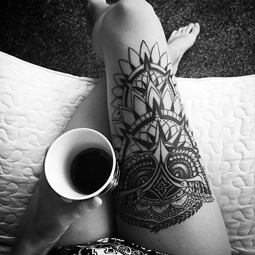 Cool Owl Thigh Tattoos For Women