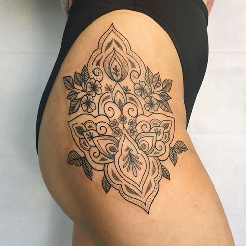 Sexy Mandala Flower Thigh Tattoo Designs