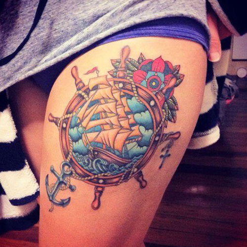 Side Thigh Piece Tattoo Designs