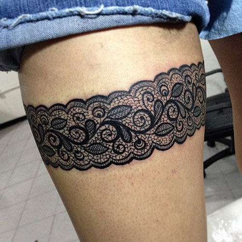 Lace Thigh Tattoos