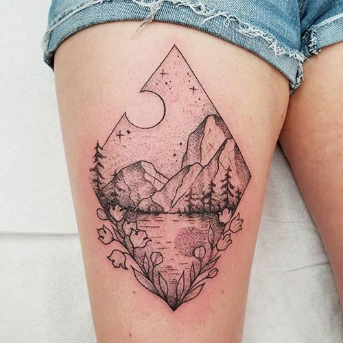 Unique Front Thigh Tattoos For Women