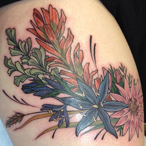 Cool Floral Thigh Tattoo Designs