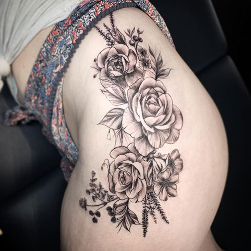 Flower Thigh Tattoo Ideas