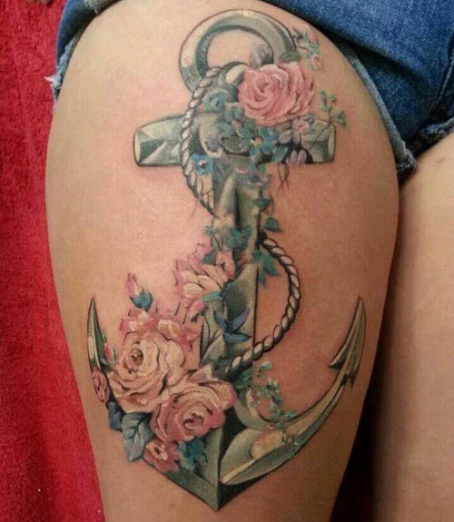 Anchor Thigh Tattoos