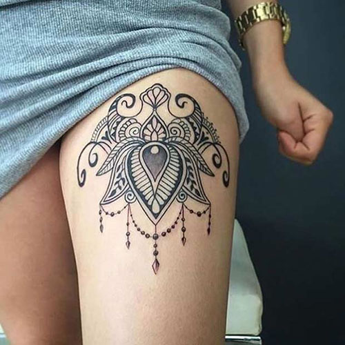 Mandala Thigh Tattoo