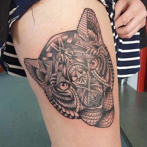 Cute Upper Leg Tattoo Designs For Women