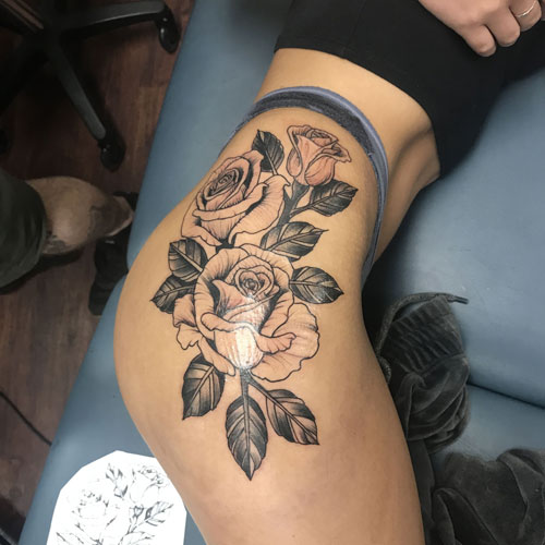 Simple Rose Thigh Tattoo Designs