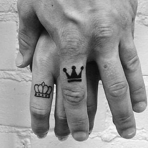 King + Queen Finger Tattoo