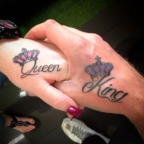 King and Queen Hand Tattoo