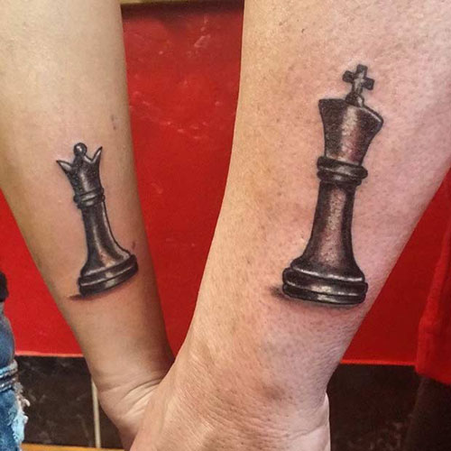 King and Queen Chess Piece Tattoo