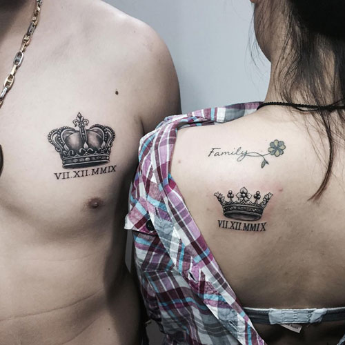 Cool King and Queen Tattoo on Back and Chest