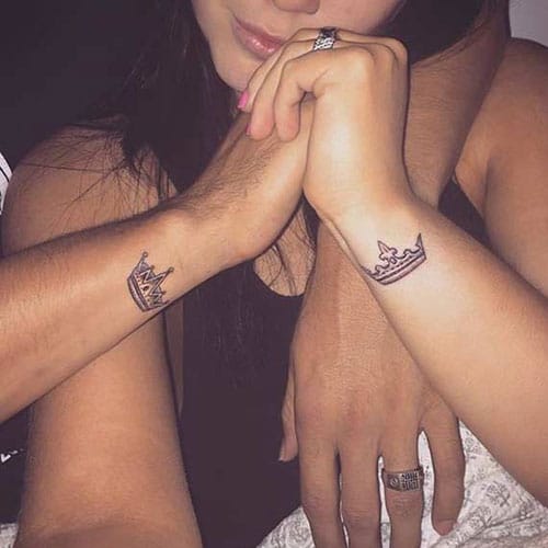 Tattoos For Couples King and Queen Crown on Wrist